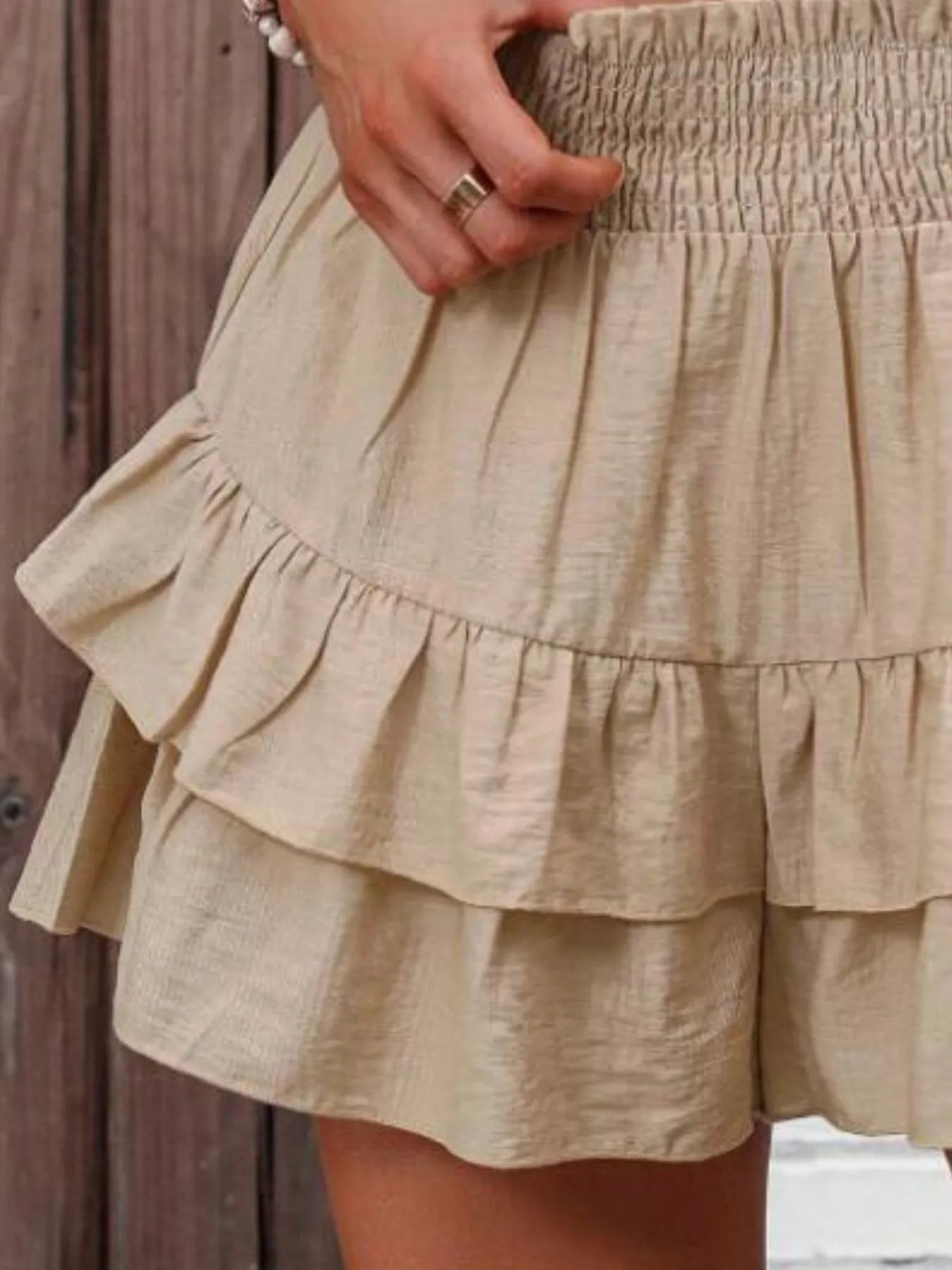 Ruffle Layered High Waist Casual Skort Easy Apparels
