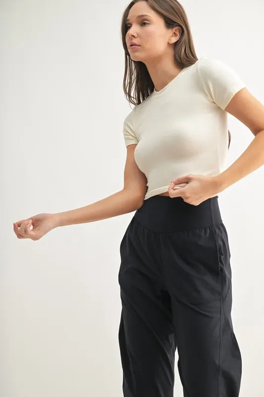 MONO B Essential Micro-ribbed Cropped Athleisure Tee Easy Apparels