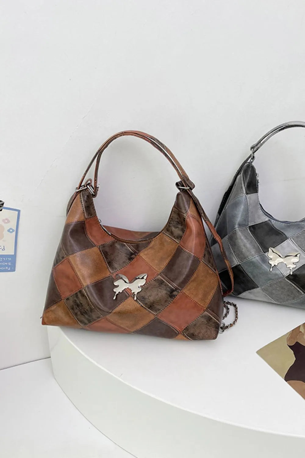 PU Leather Color Block Shoulder Bag Easy Apparels