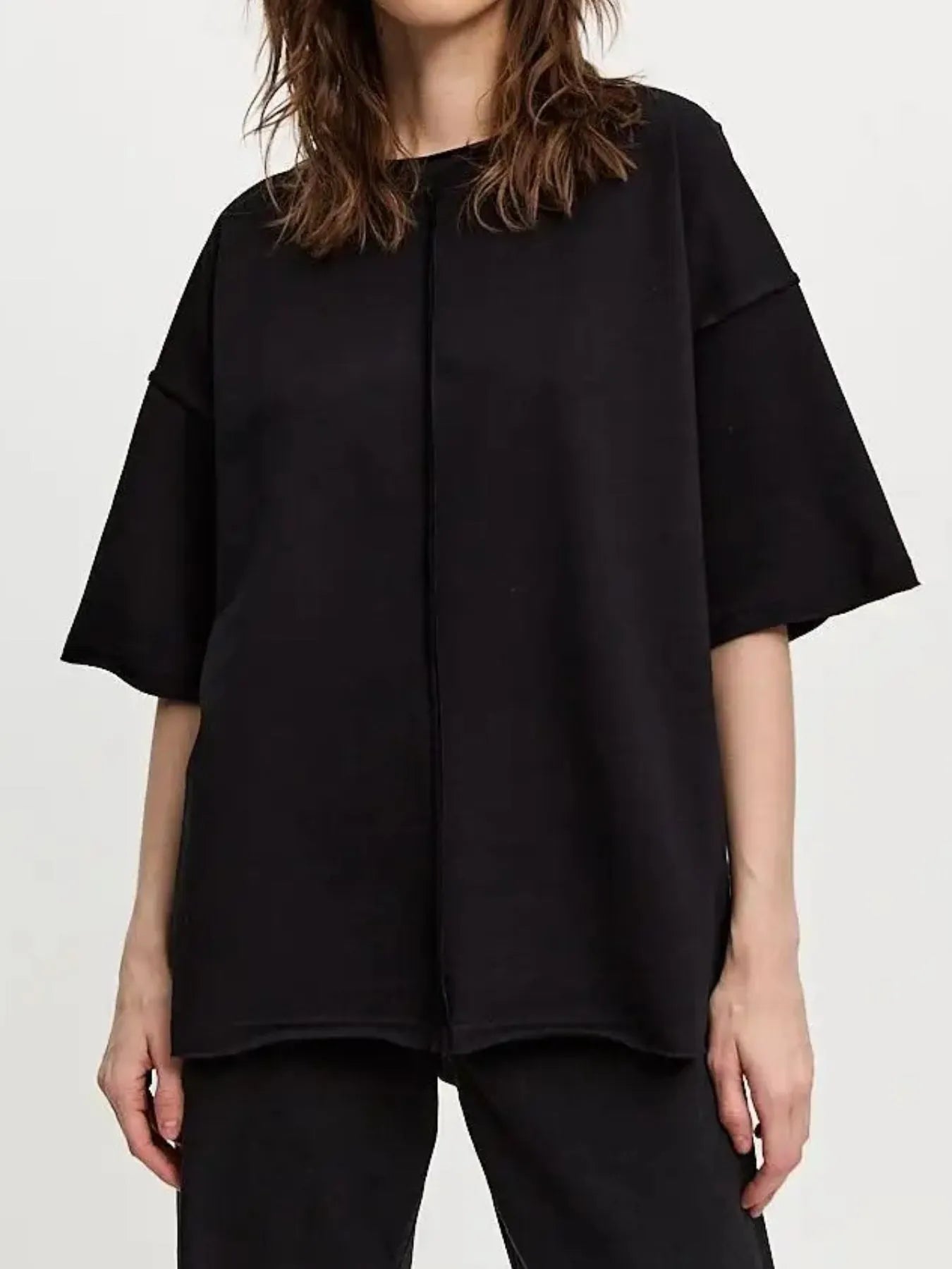 Trendsi Round Neck Half Sleeve T-Shirt Black