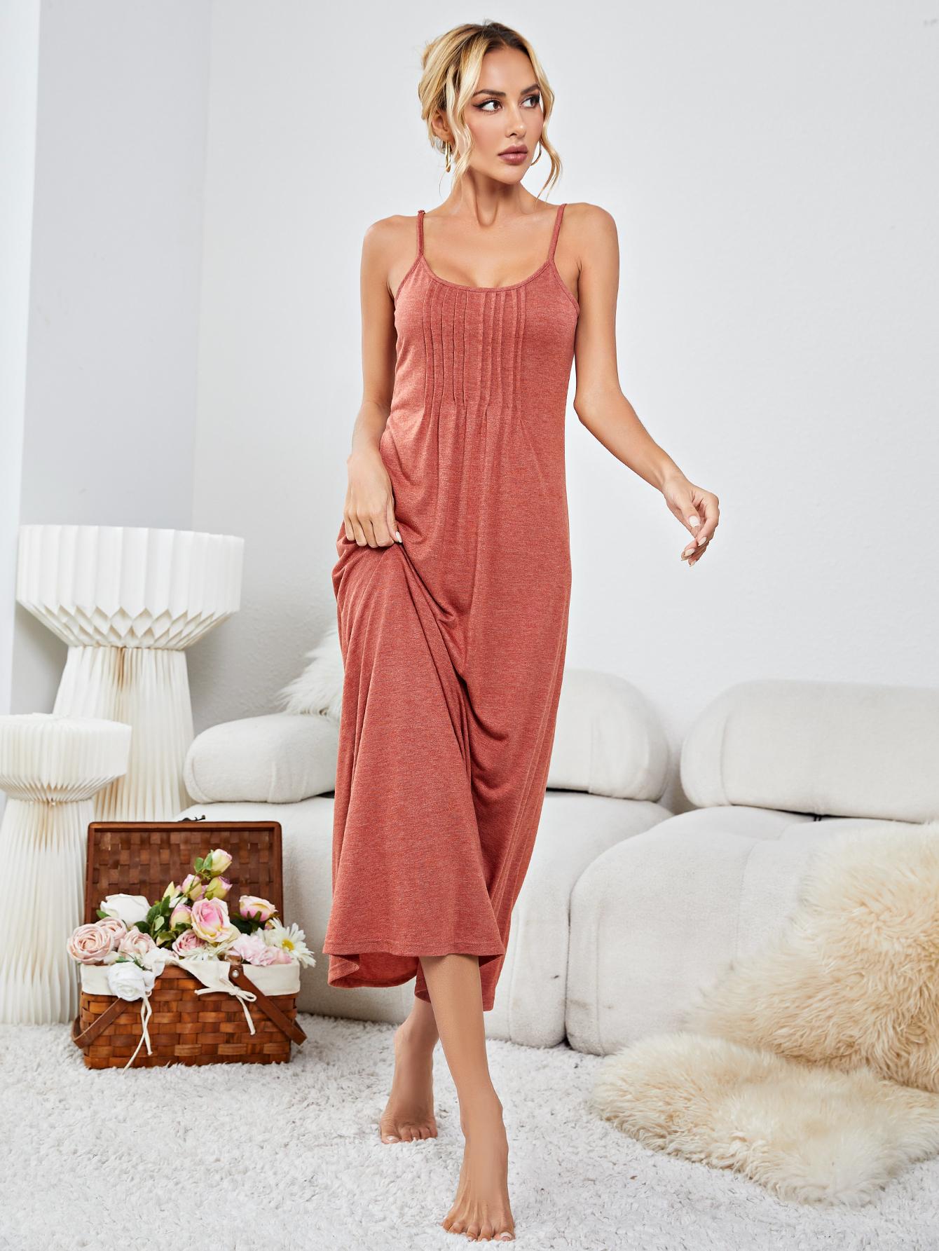 Scoop Neck Spaghetti Strap Night Dress Easy Apparels