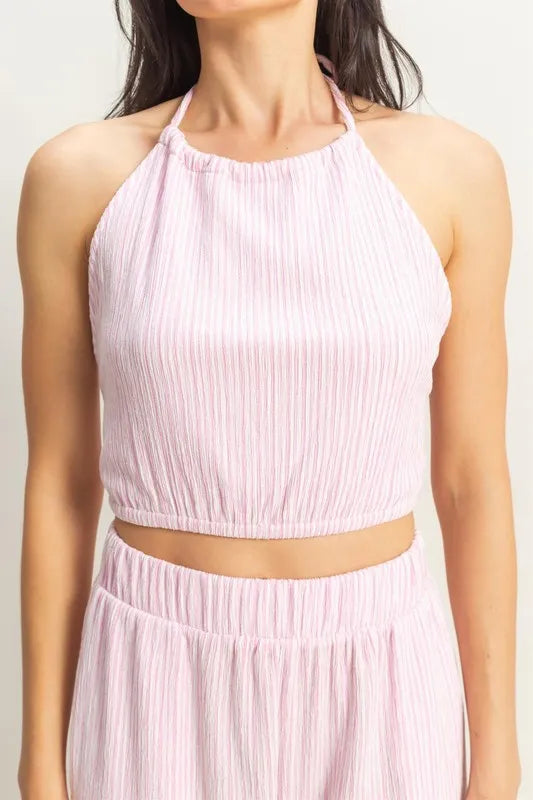 HYFVE Striped Halter Neck Top and Pants Set Easy Apparels