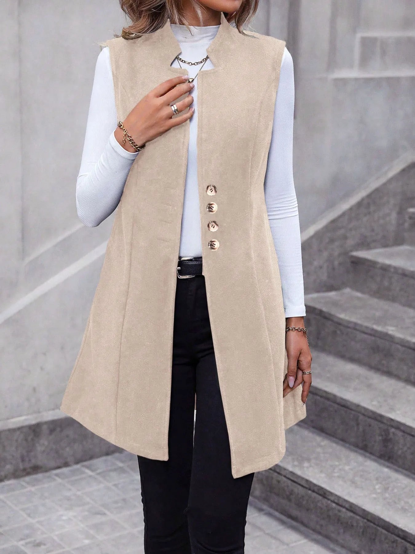 Button Up Longline Vest Coat Easy Apparels