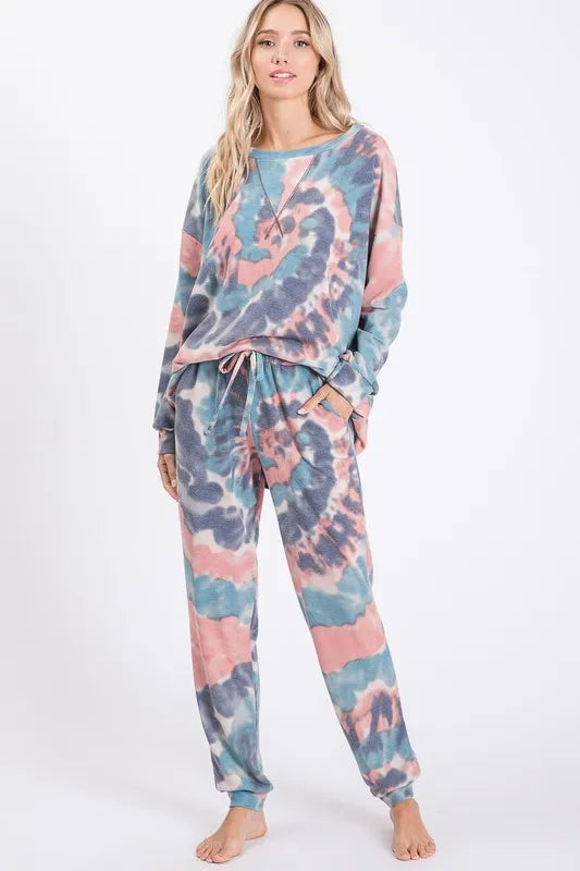 BiBi Tie Dye French Terry Casual Pants Easy Apparels