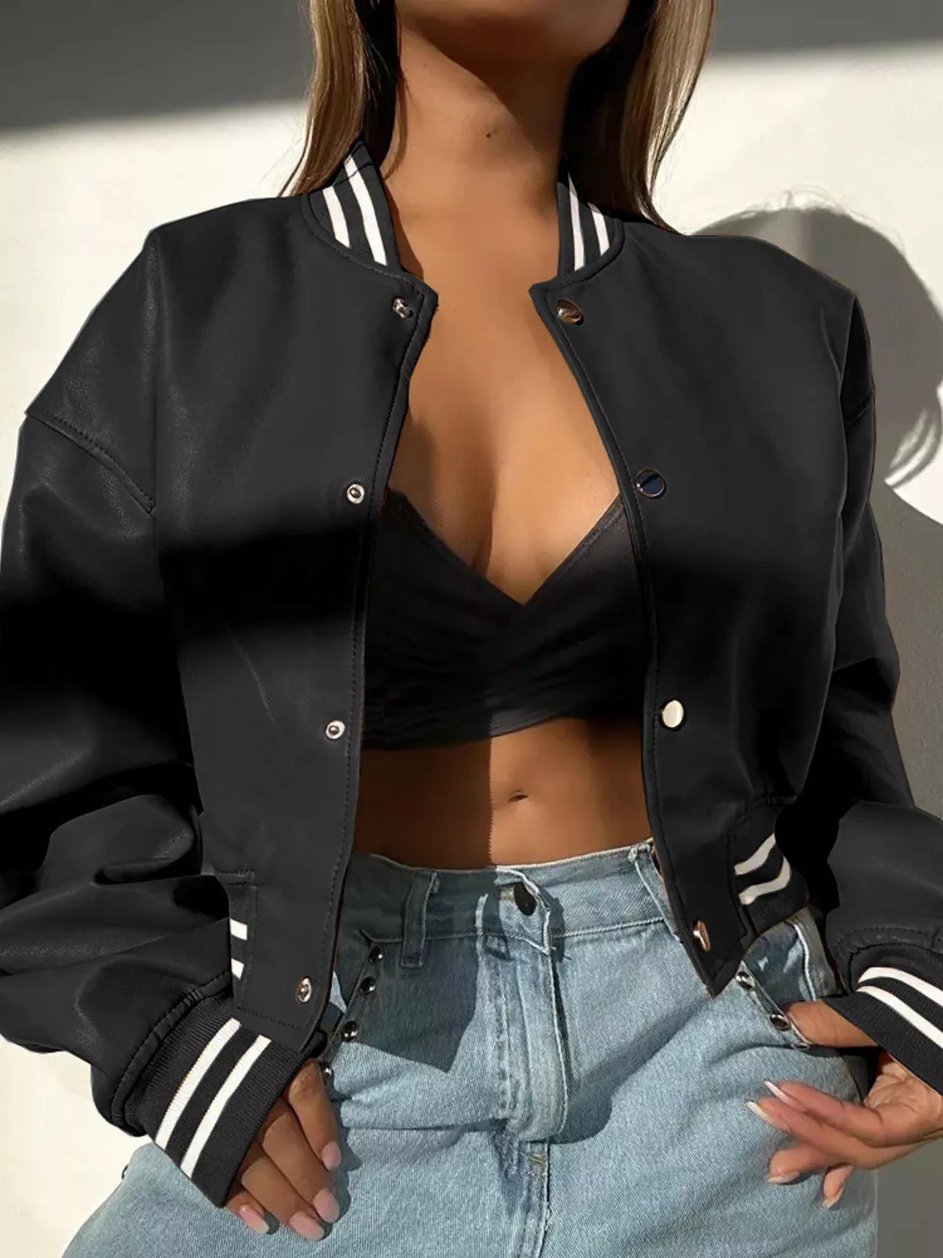 Snap Down Long Sleeve Jacket Easy Apparels