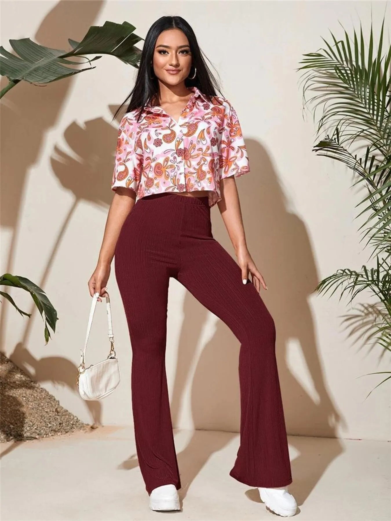 Full Size High-Waist Flare Active Pants Plus Size Easy Apparels