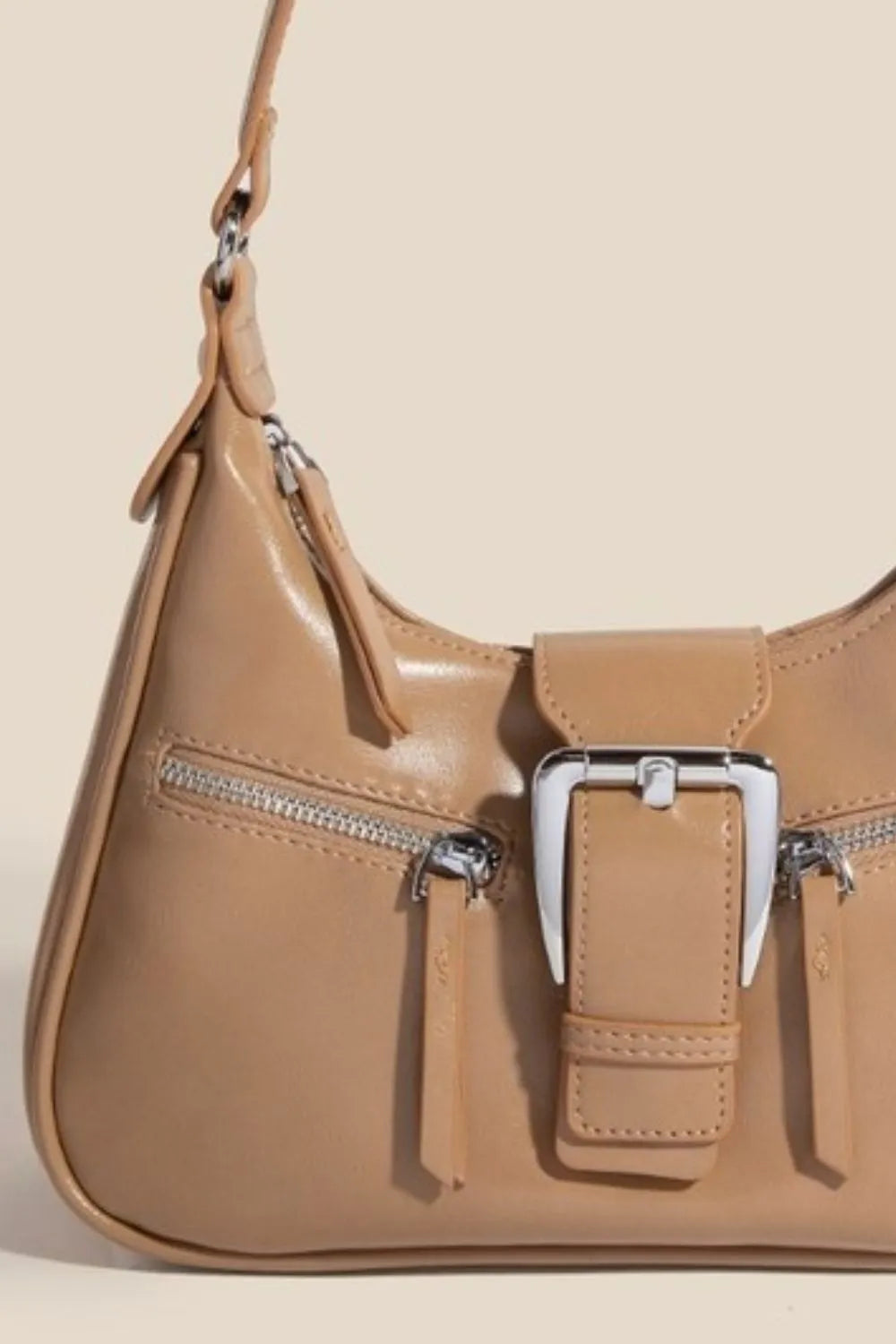 Fame Large Buckle Triple Zipper Hand Bag Easy Apparels