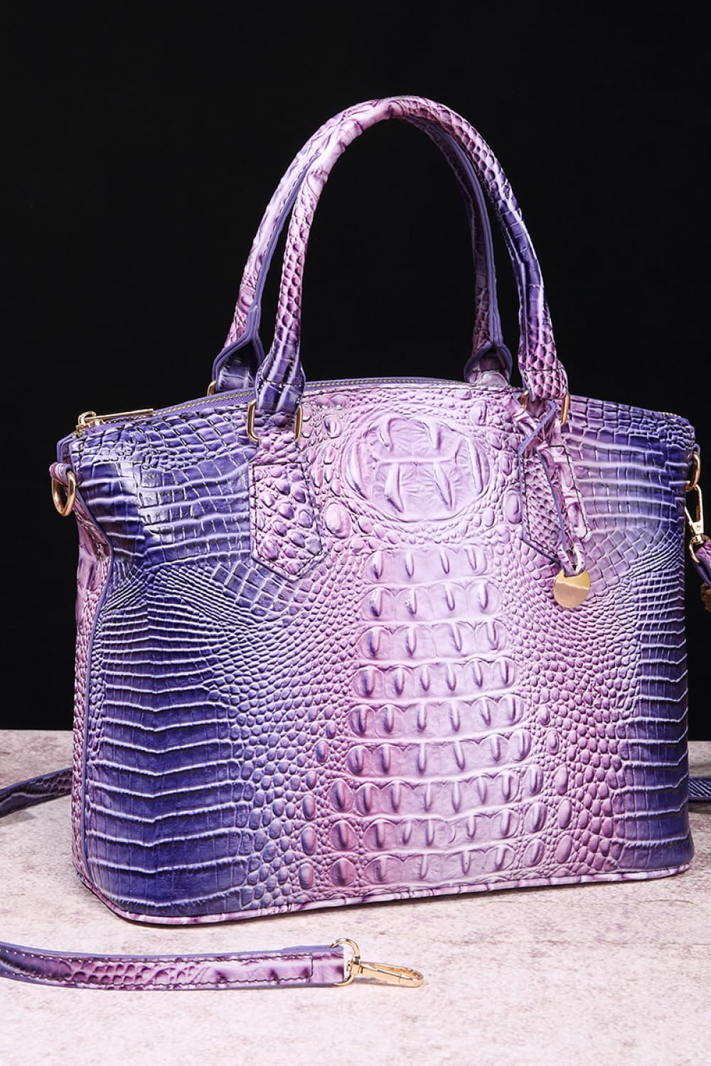Gradient PU Leather Handbag Electric Purple One Size Easy Apparels