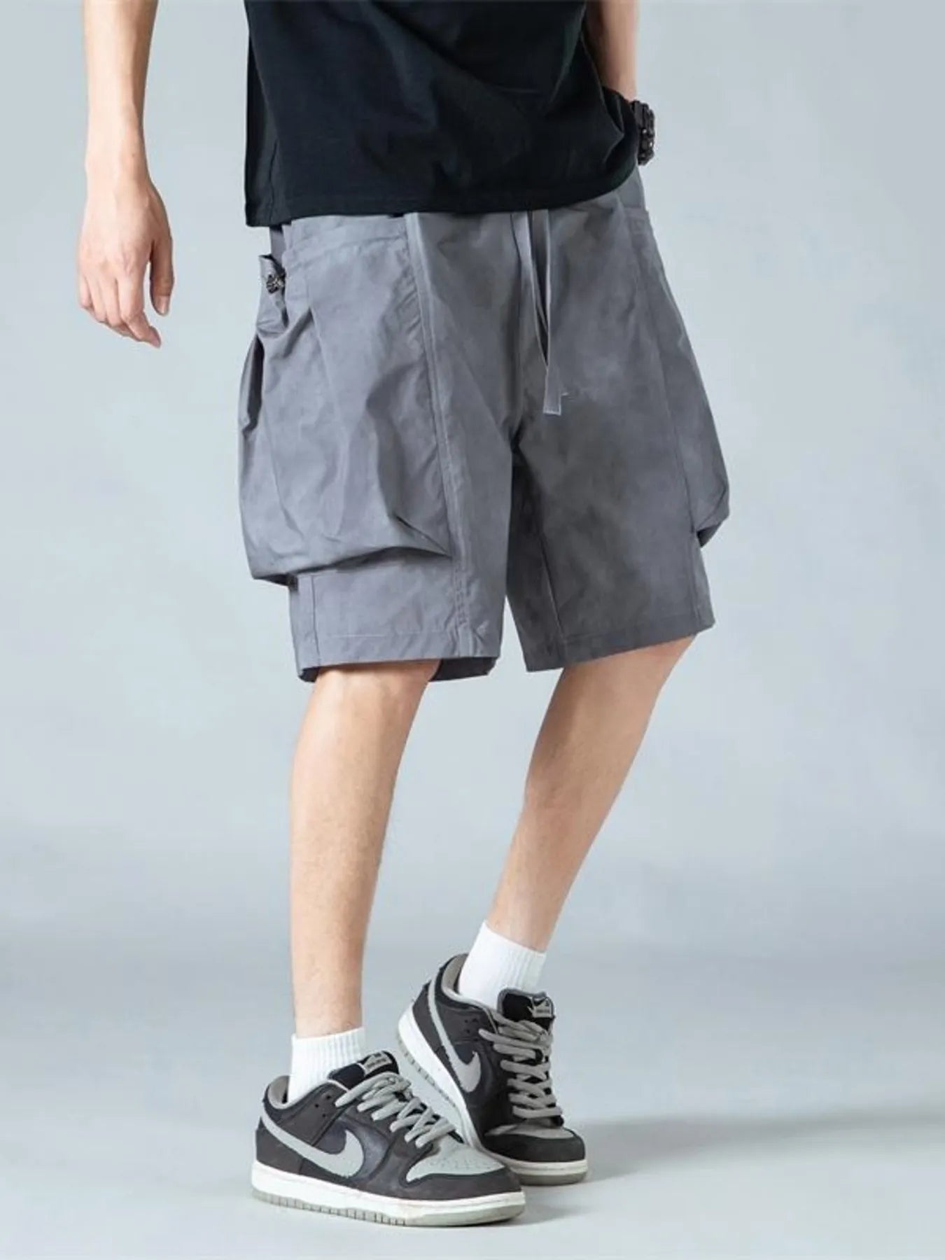 Men's Full Size Elastic Waist Cargo Shorts with Multi-Pockets Plus Size Tie Dye Gray Easy Apparels