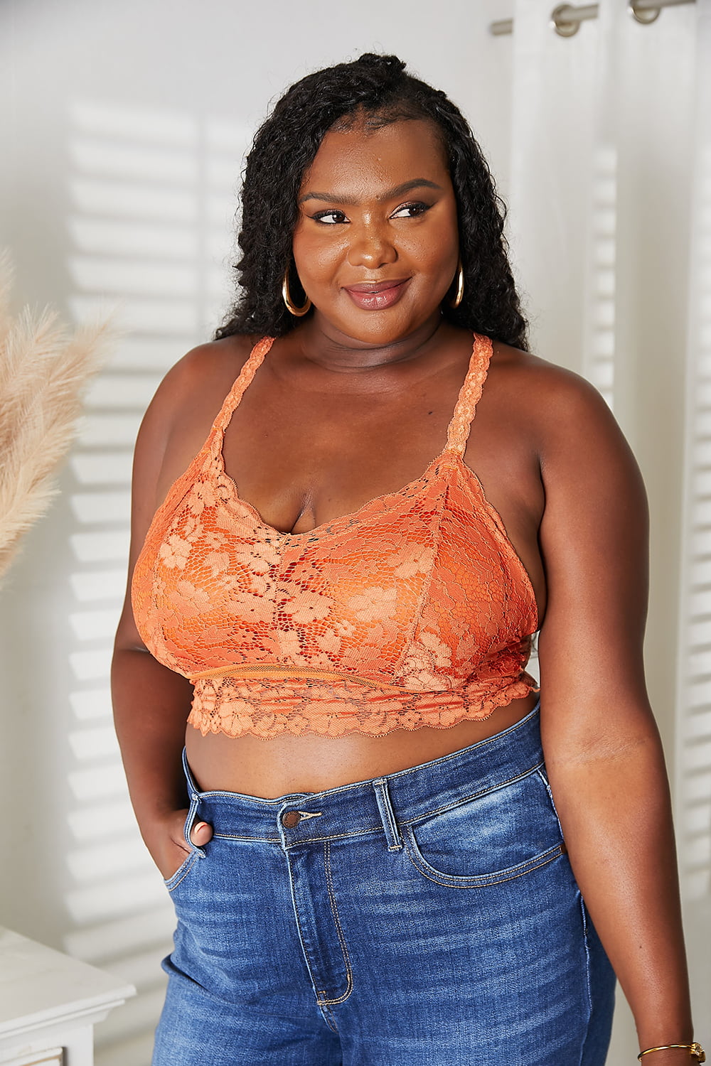 JadyK Juliette Full Size Crisscross Lace Bralette Easy Apparels