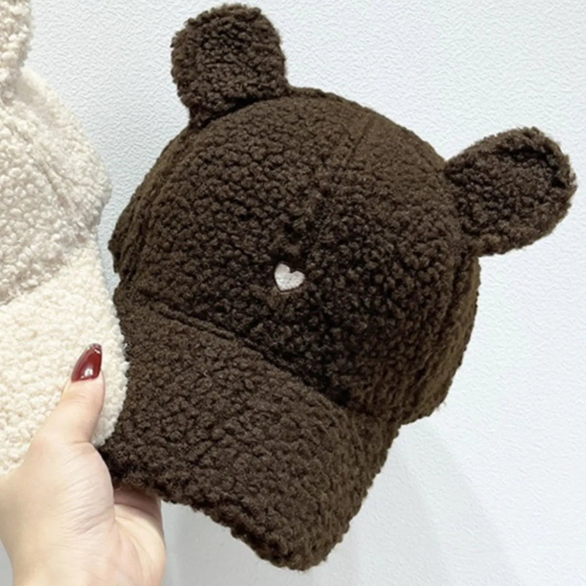 Cute Fluffy Bear Ears Winter Hat Brown One Size Easy Apparels
