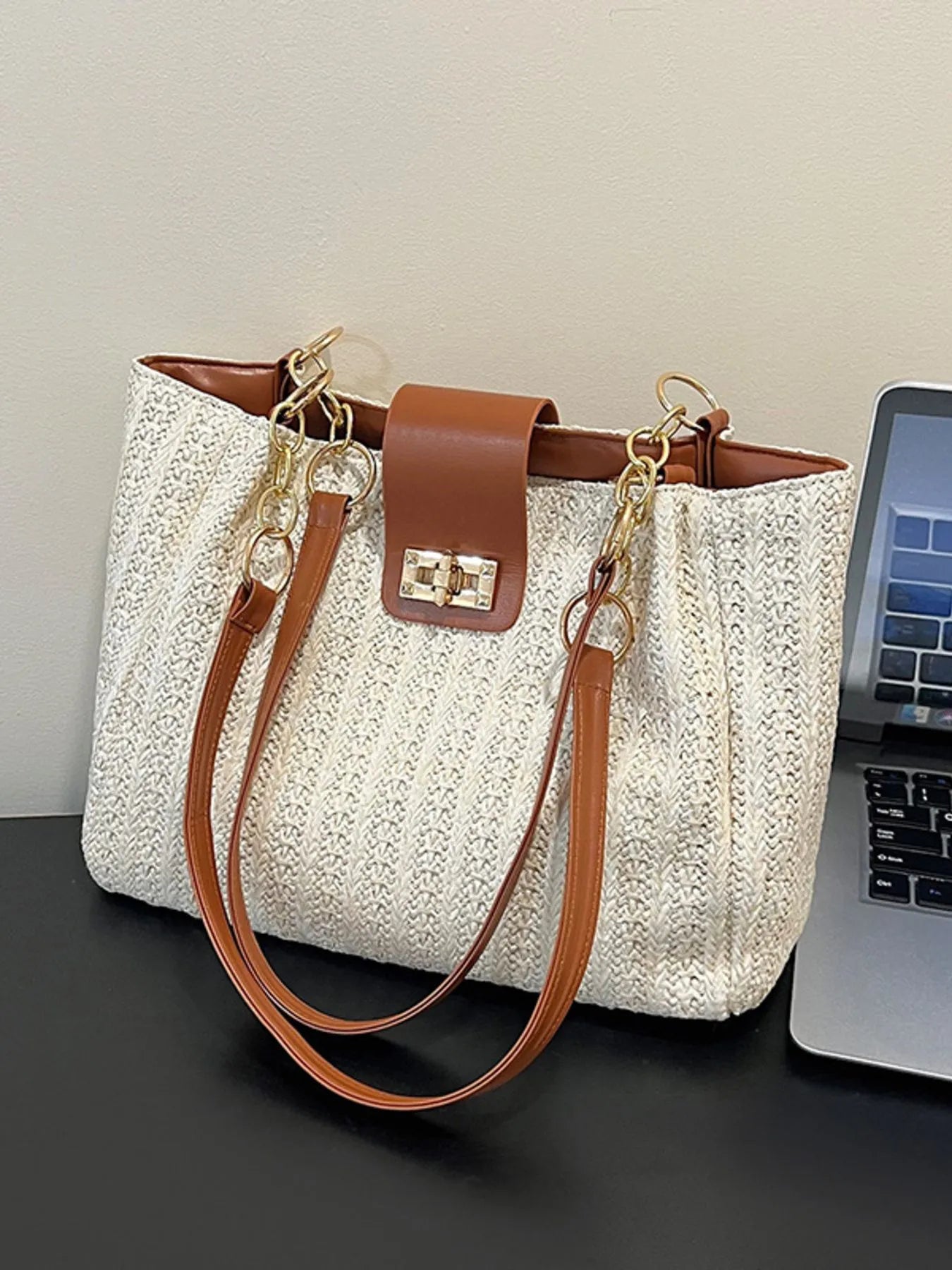 Woven Straw Shoulder Bag Easy Apparels