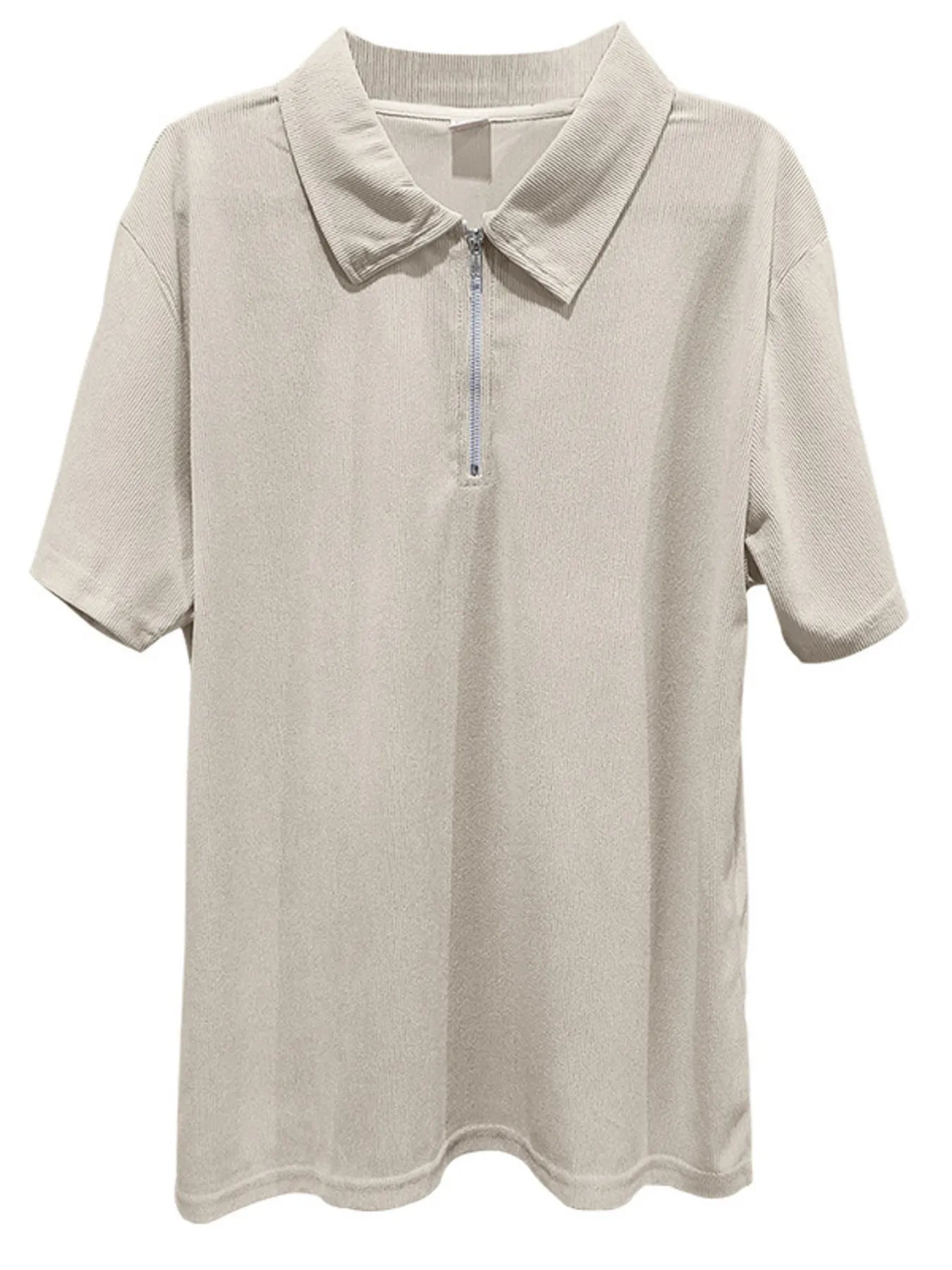 Men's Full Size Quarter Zip Short Sleeve Polo and Pants Set Plus Size Easy Apparels
