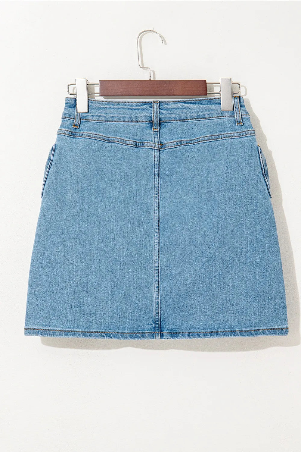 Acid Wash Bowknot Details High Waist Denim Skirt Easy Apparels