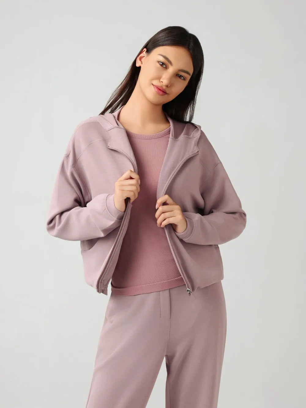 Millennia Zip Up Dropped Shouder Active Hooded Easy Apparels