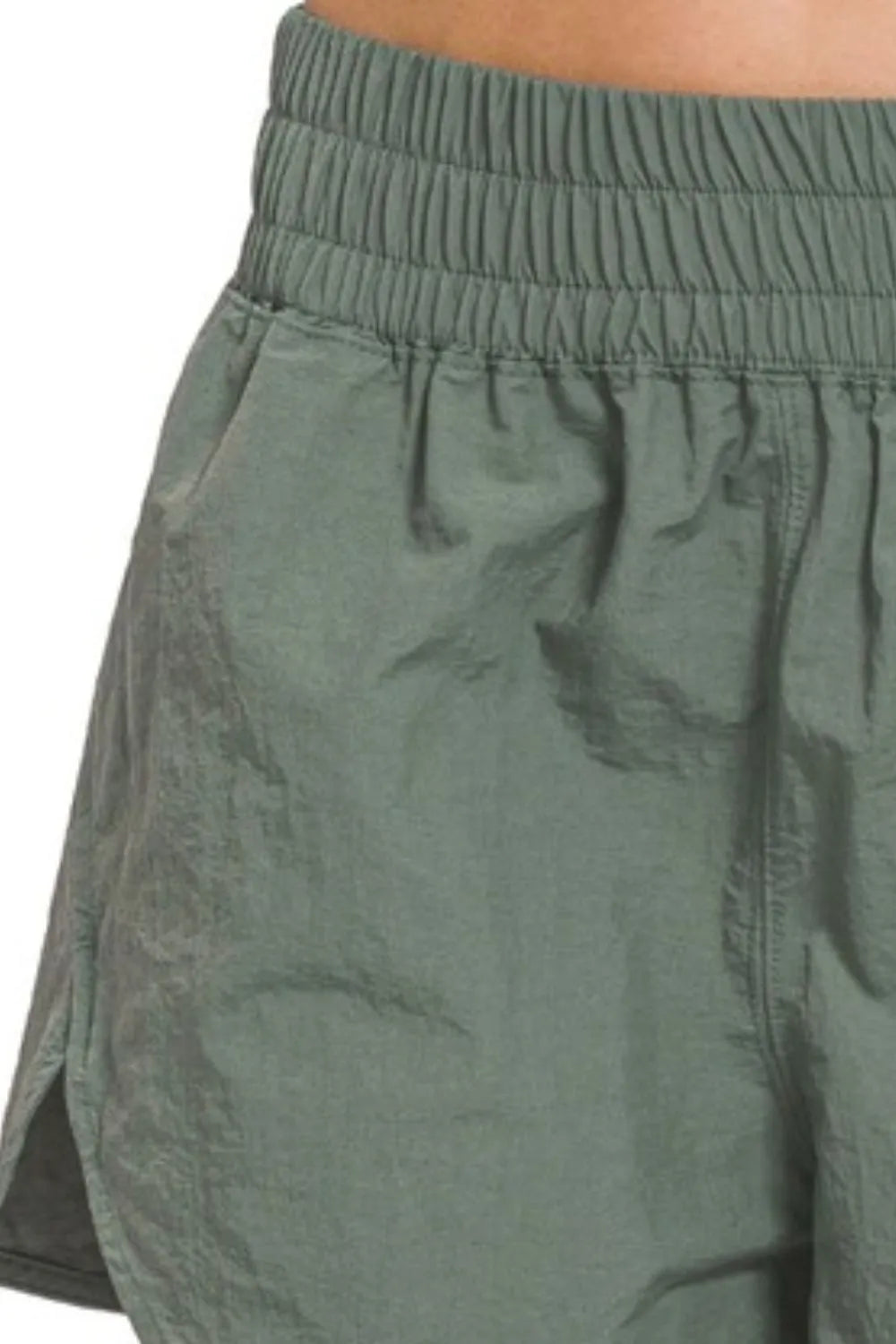 Zenana Windbreaker Smocked Waistband Running Shorts Easy Apparels