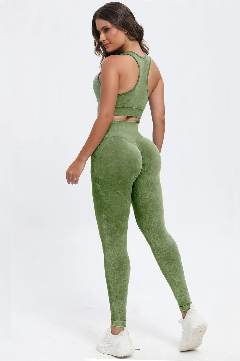 3 Piece Washed Square Neck Wide Strap Active Set Easy Apparels