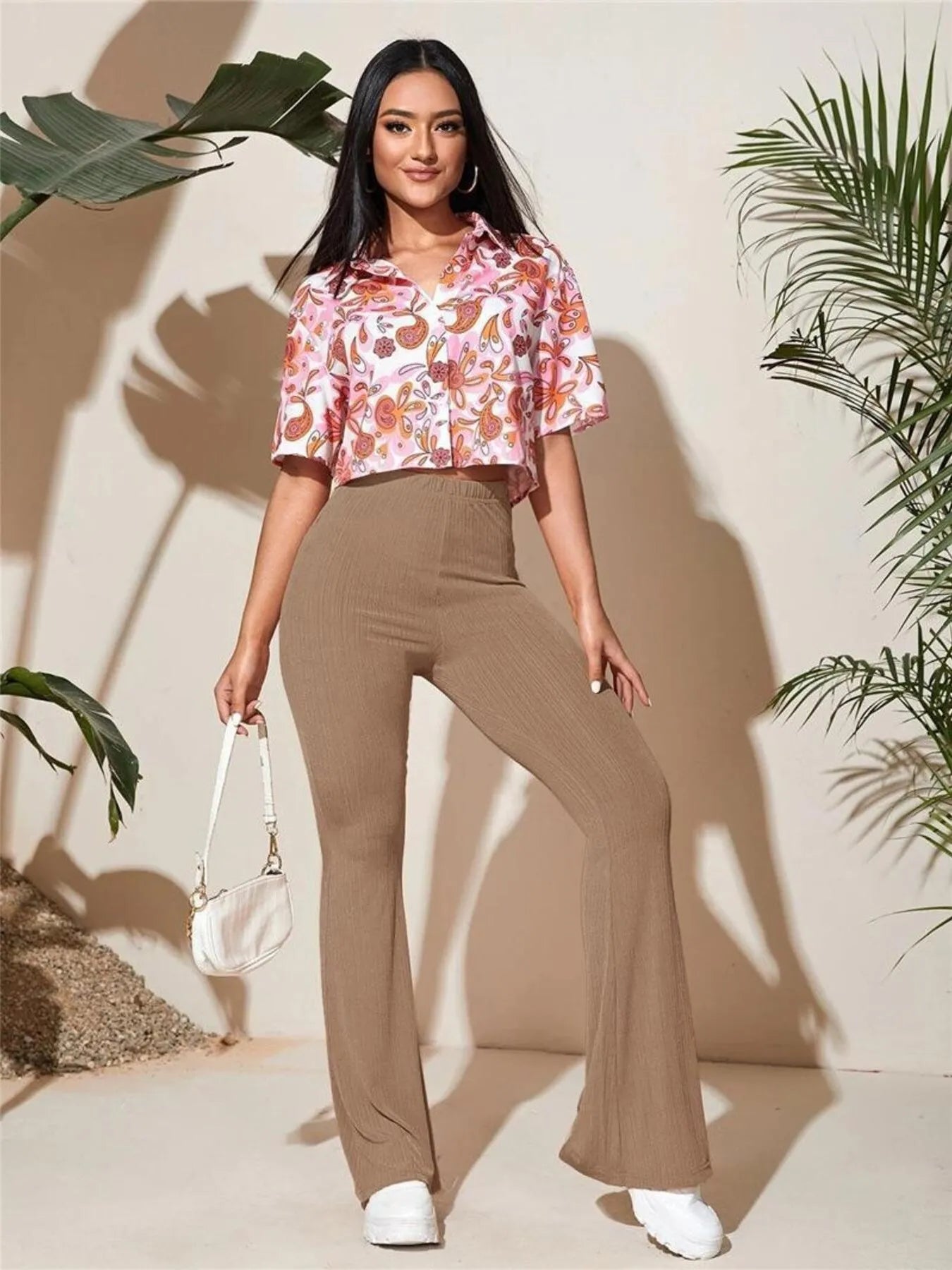 Full Size High-Waist Flare Active Pants Plus Size Easy Apparels