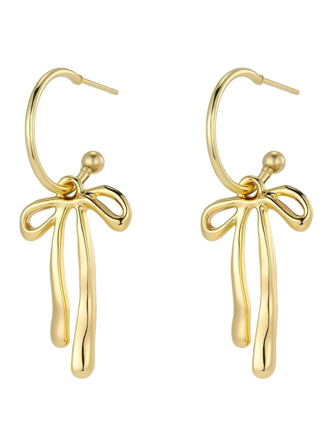 18K Gold-Plated Bow Tie Drop Earrings Easy Apparels
