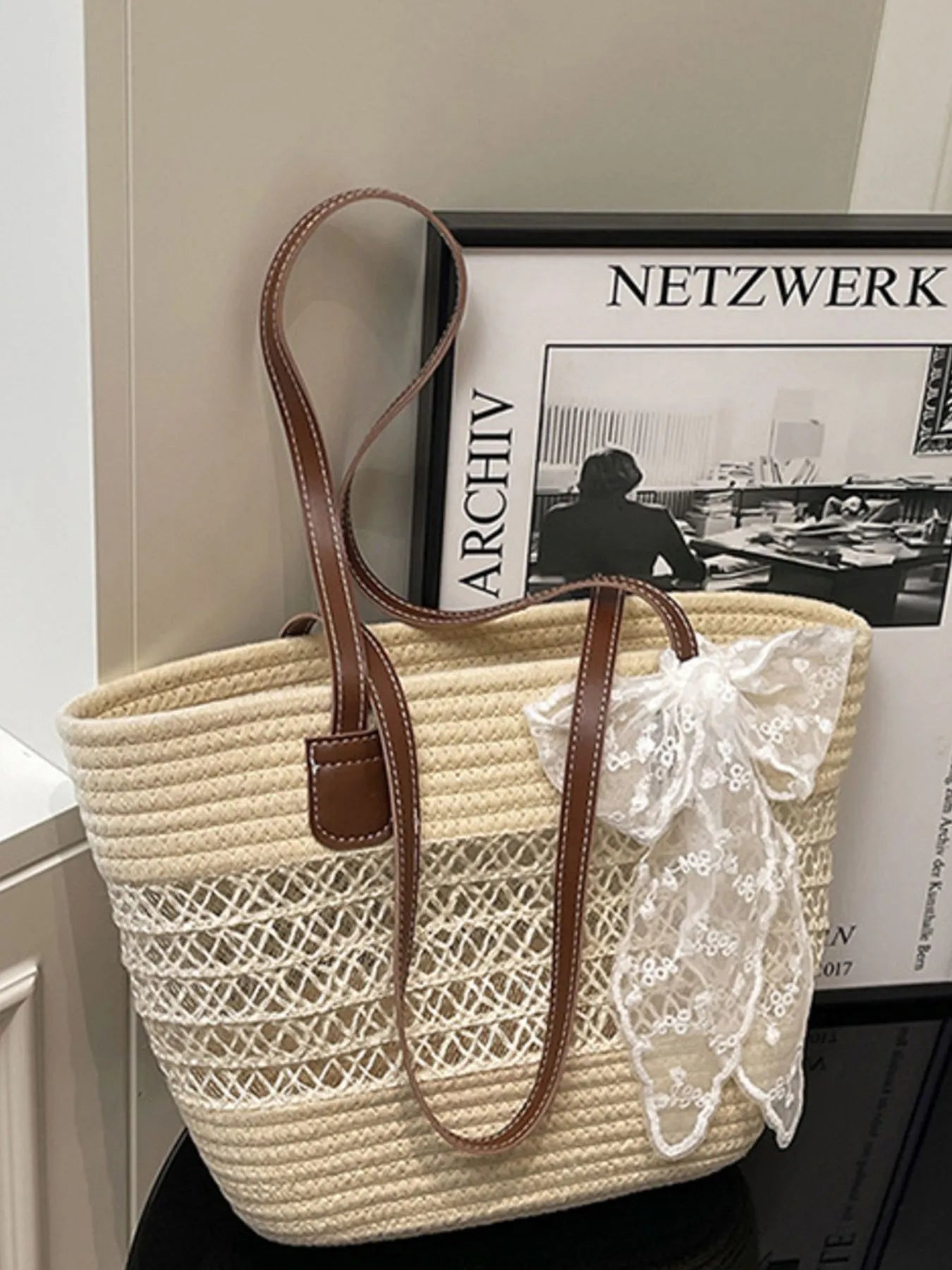 Woven Straw Shoulder Bag Easy Apparels