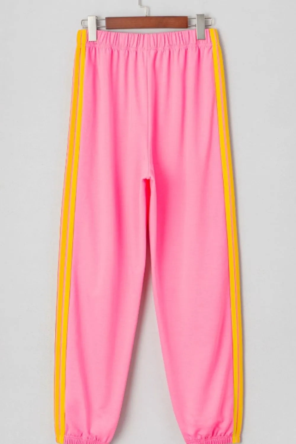 Contrast Striped Elastic Waist Active Pants Easy Apparels