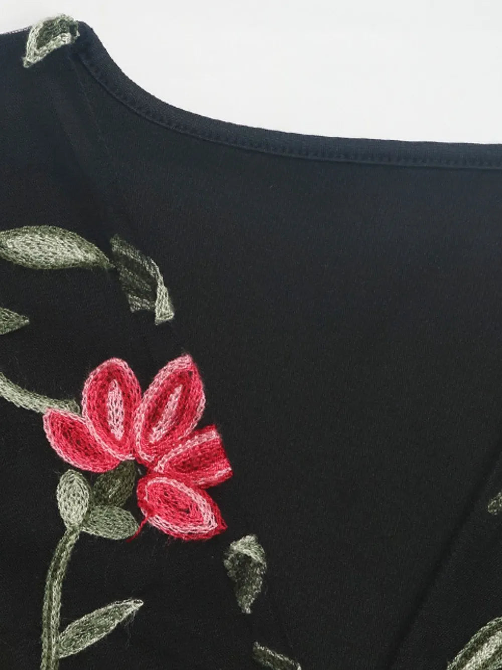 Trendsi Perfee Embroidered V-Neck Floral Bodysuit