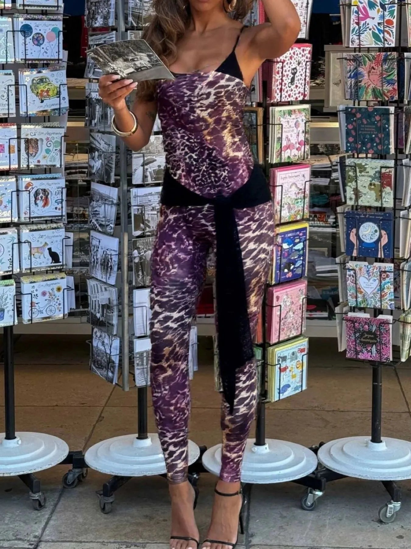 Leopard Spaghetti Strap Jumpsuit Easy Apparels