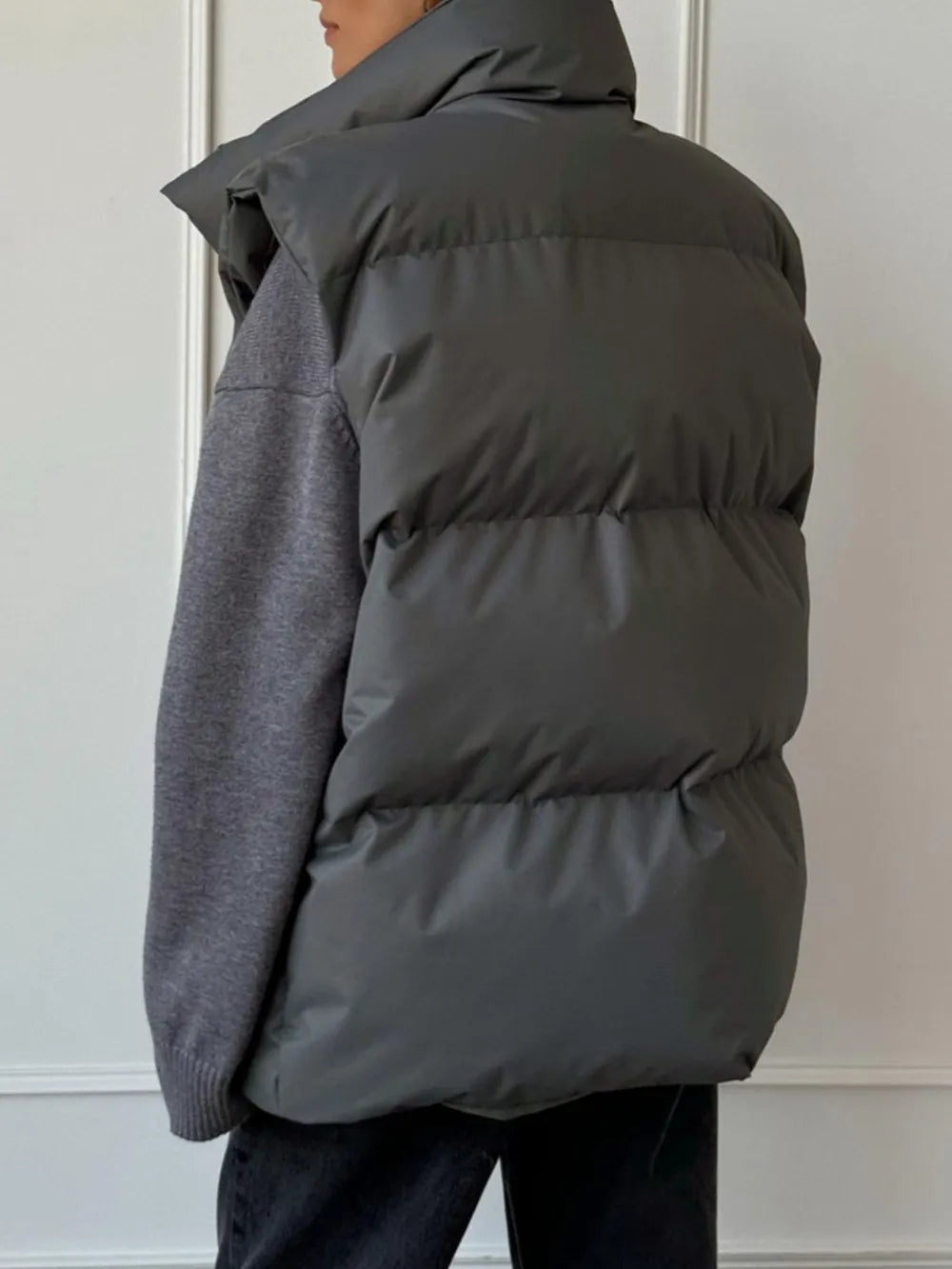 Zip Up Turtleneck Vest Coat Easy Apparels