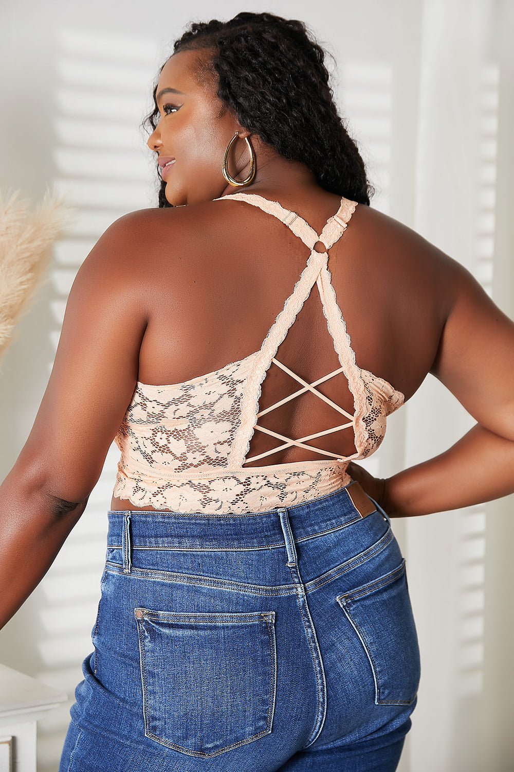 JadyK Juliette Full Size Crisscross Lace Bralette Easy Apparels