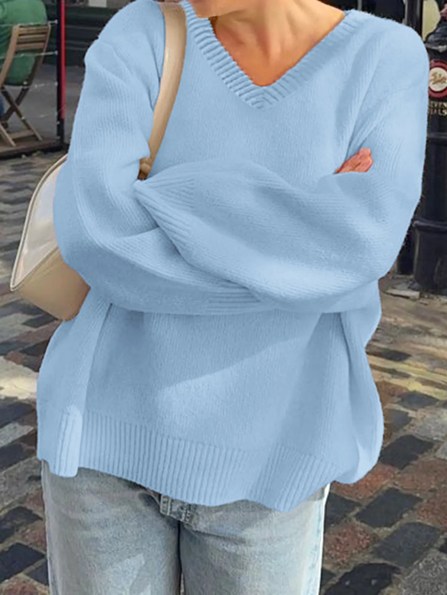 Trendsi V-Neck Long Sleeve Sweater