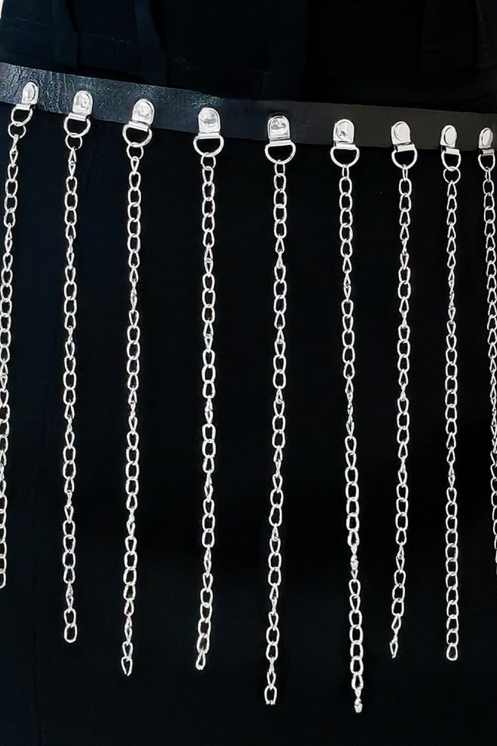 Fringed Chain PU Leather Belt Easy Apparels