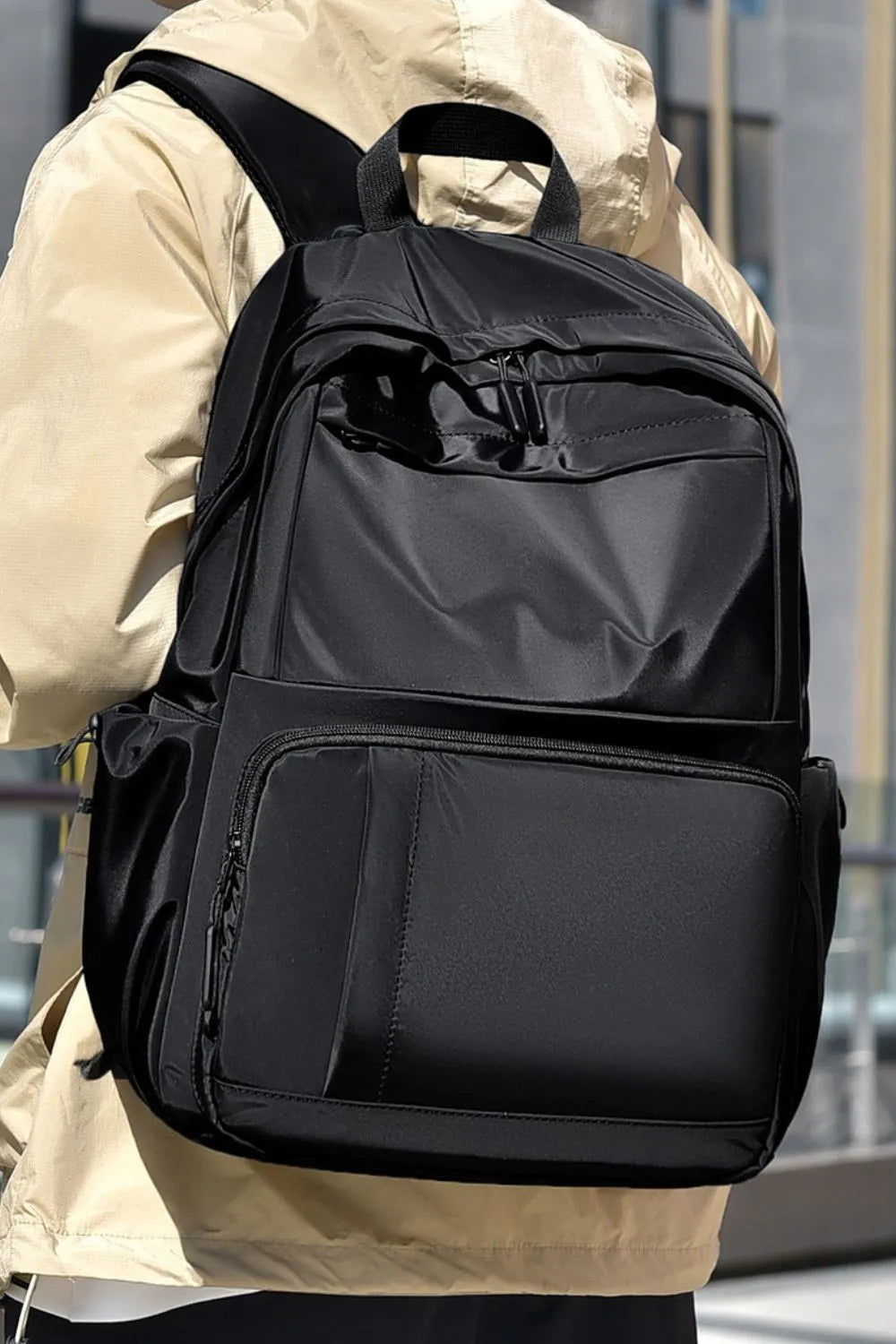 Multi-Pockets Solid Color Backpack Bag Easy Apparels