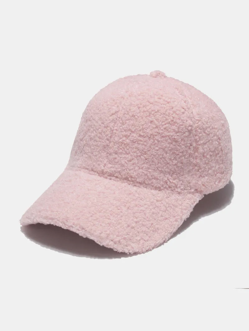 Sherpa Solid Color Baseball Cap Pink One Size Easy Apparels
