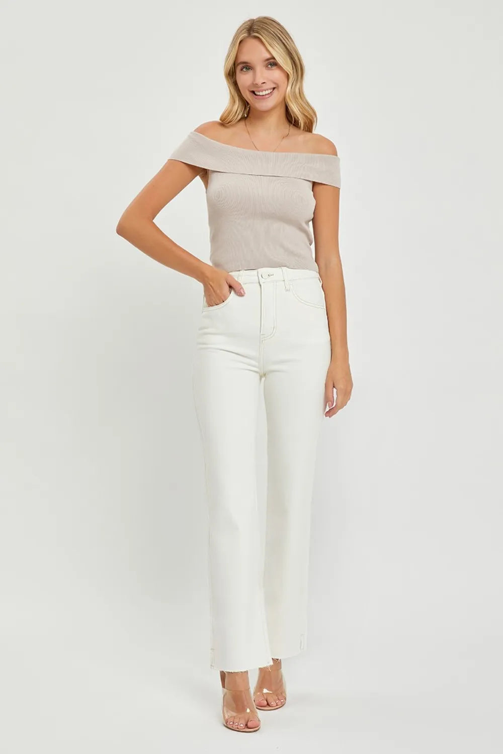 RISEN Full Size High Rise Tummy Control Straight Jeans Easy Apparels