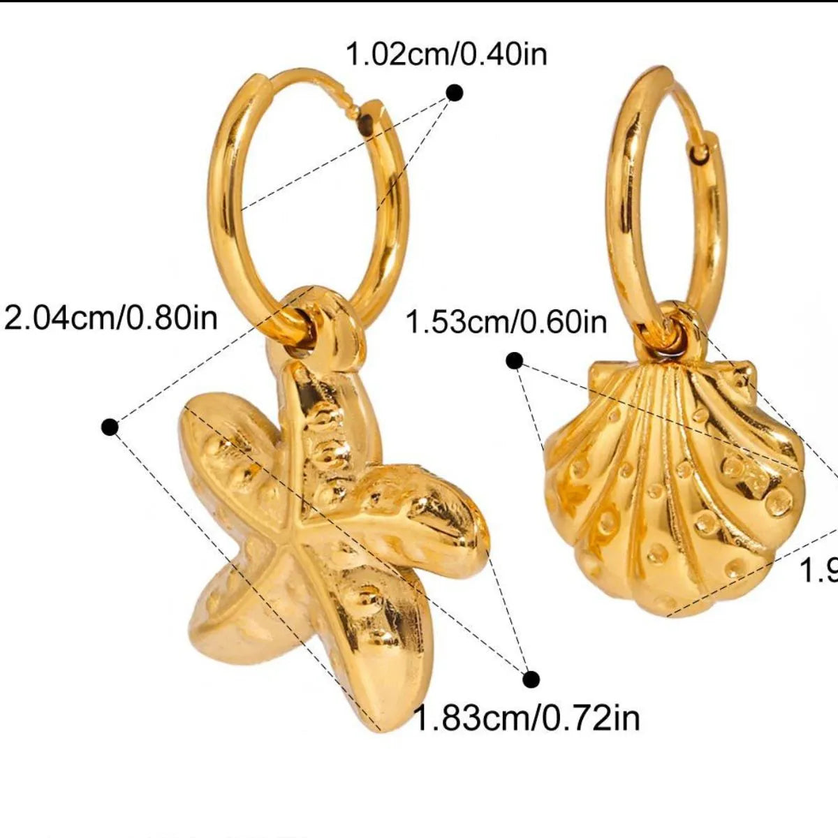Vintage Gold Seashell & Starfish Drop Earrings Easy Apparels