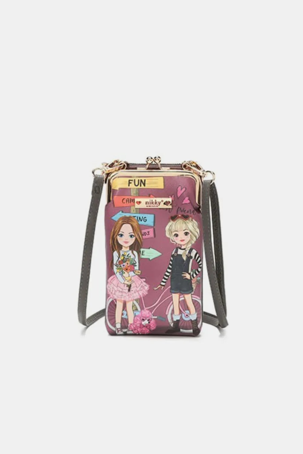 Nicole Lee USA Printed Crossbody Wallet Twins One Size Easy Apparels