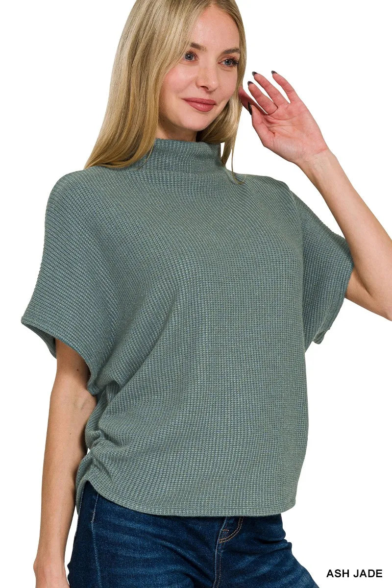 Zenana Mock Neck Top and Pants Sweater Set Easy Apparels