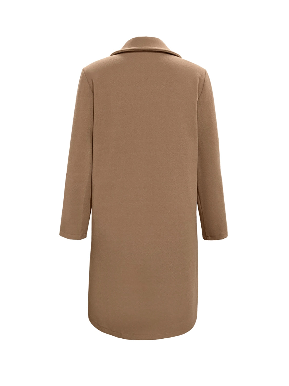Collared Neck Button Up Long Sleeve Coat Easy Apparels