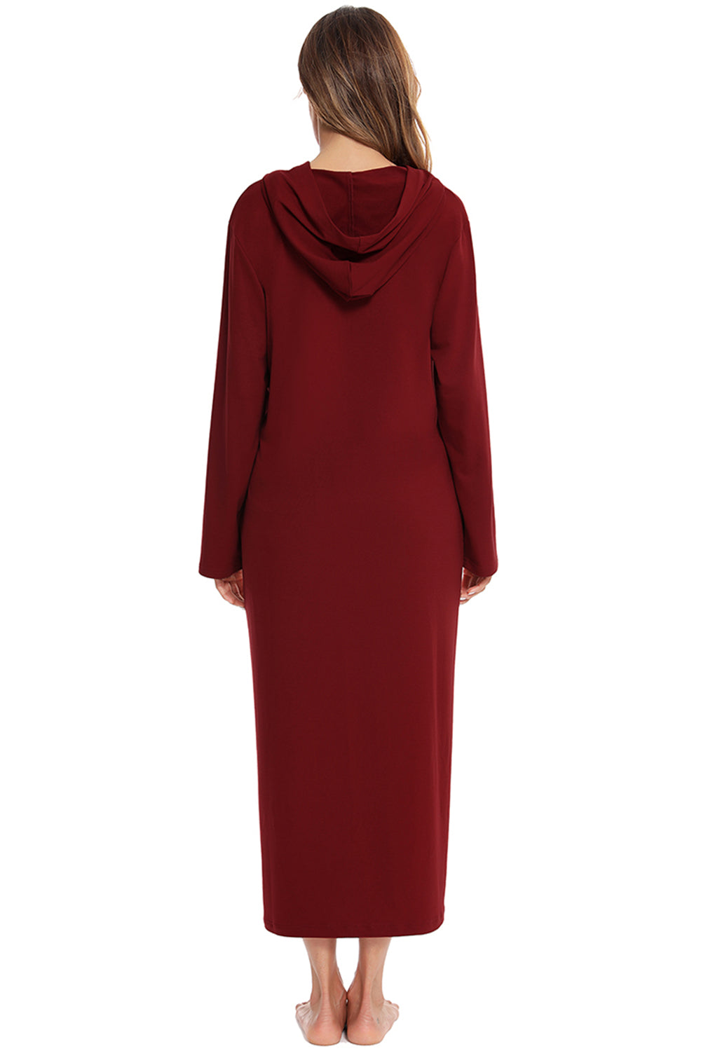 Zip Front Hooded Night Dress with Pockets Easy Apparels