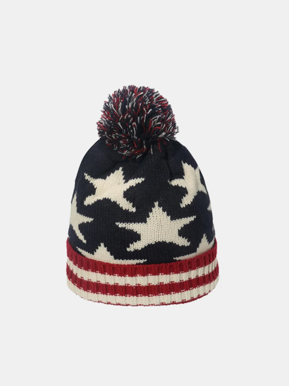 Roll Rim US Flag Knit Hat Style D One Size Easy Apparels