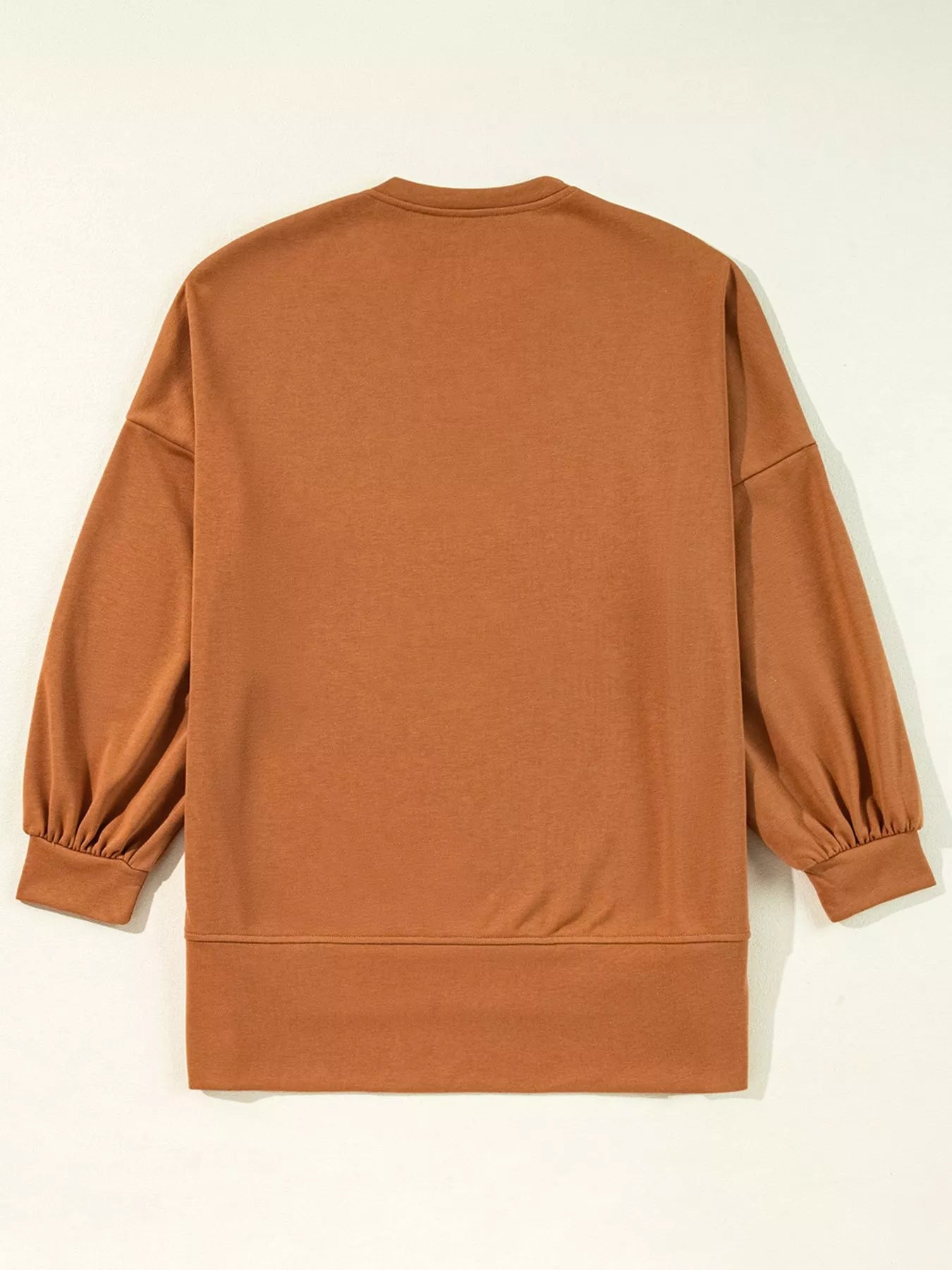 Happy Halloween Graphic Notched Long Sleeve Loose Top Easy Apparels