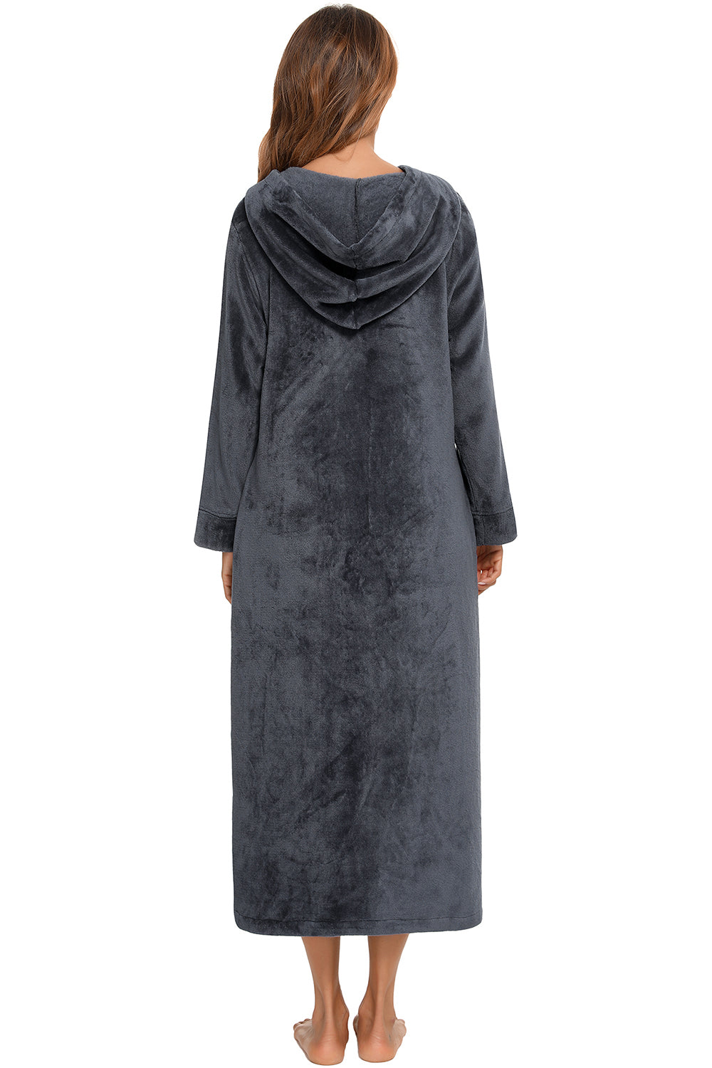 Zip Front Hooded Night Dress with Pockets Easy Apparels