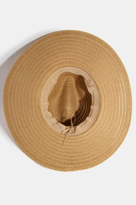 Fame Shell Beaded Wide Brim Straw Hat Easy Apparels
