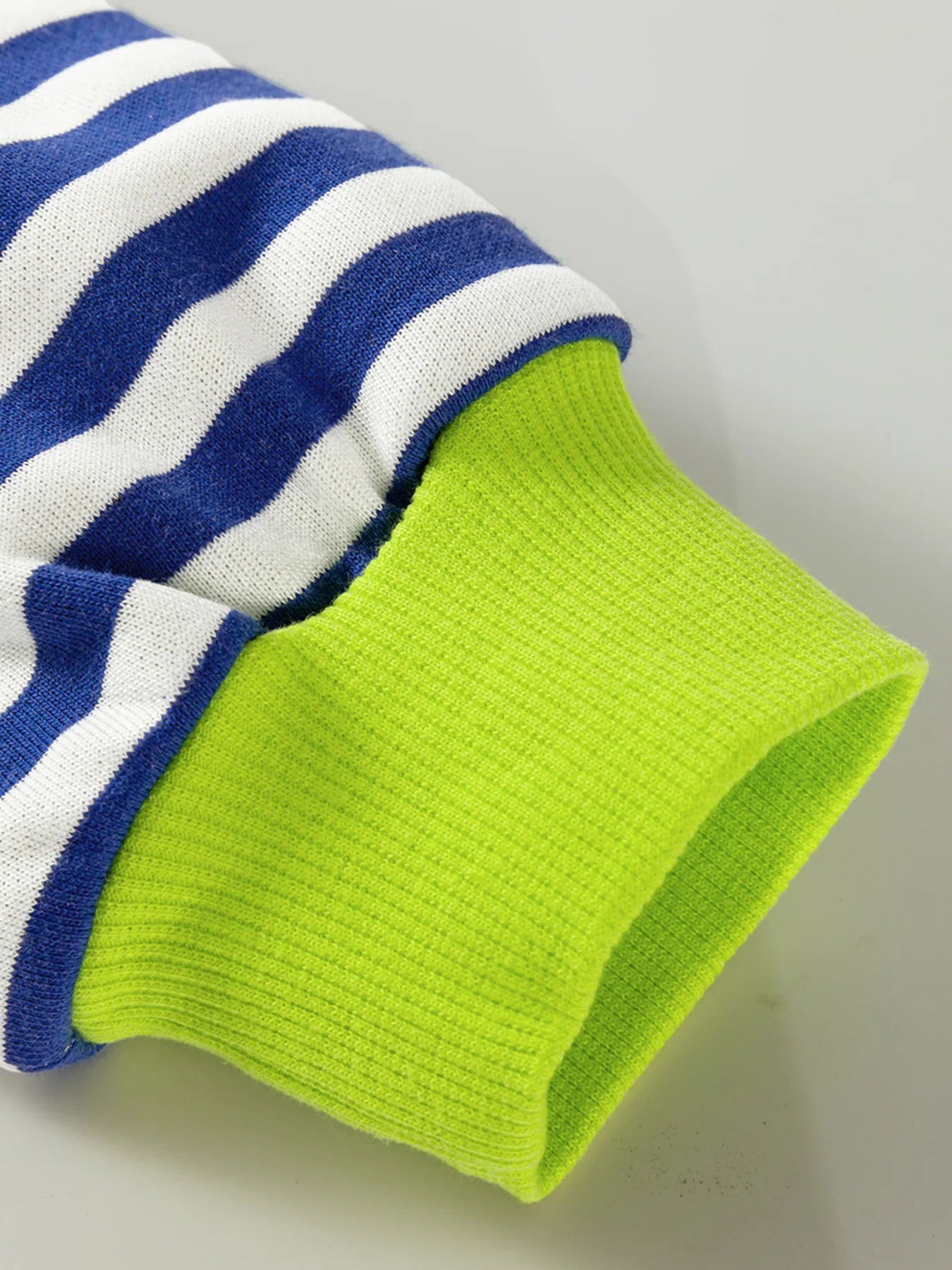 Trendsi Striped Contrast Ribbed Trim Drop Shoulder Sweatshirt