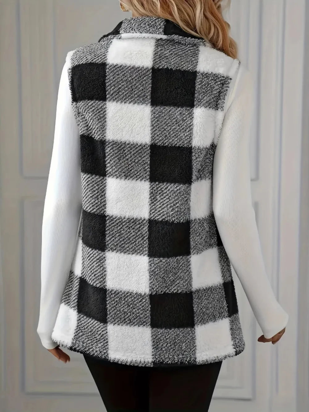 Plaid Button Up Vest Coat Easy Apparels
