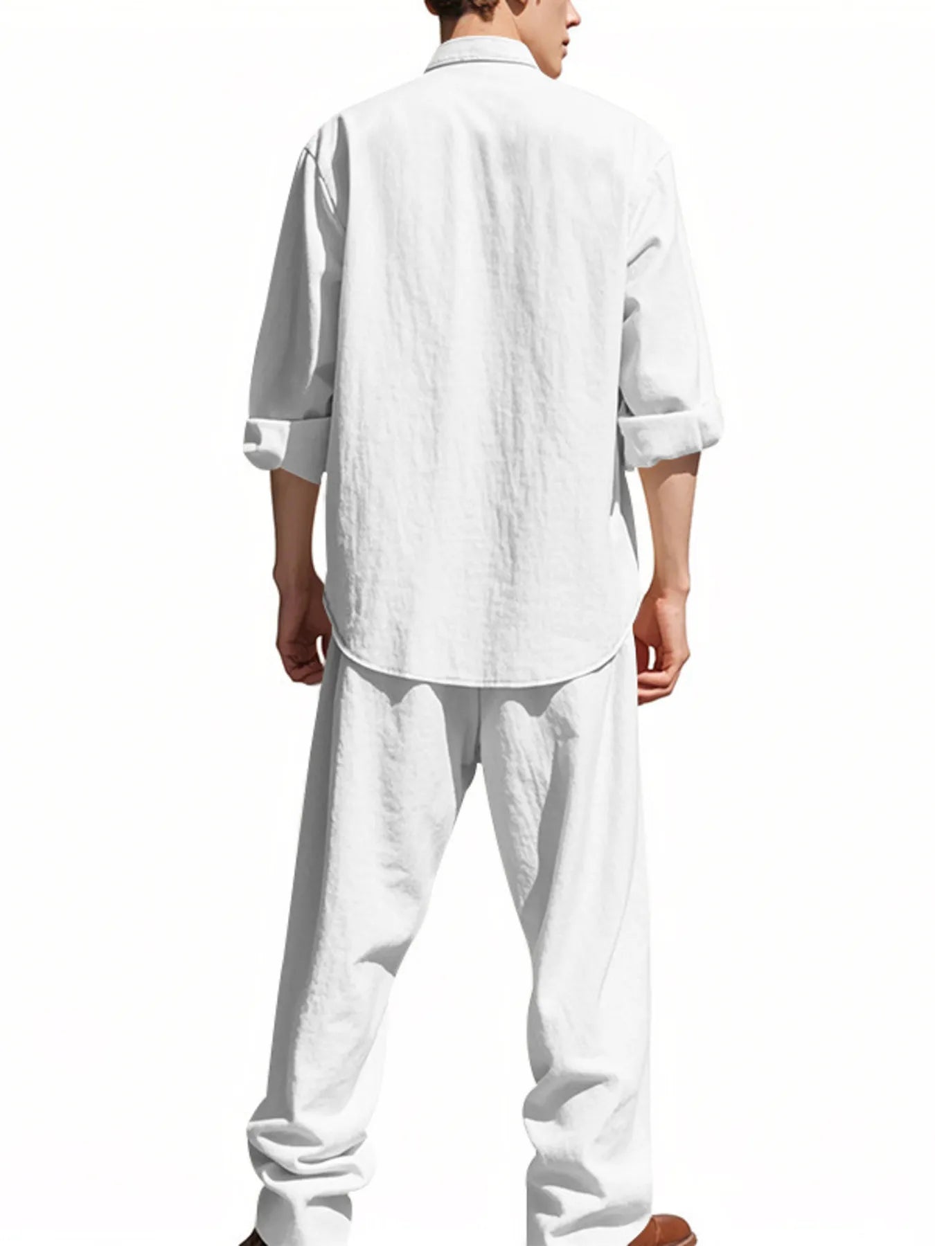 Men's Full Size Button Up Shirt and Pants Set Plus Size Easy Apparels