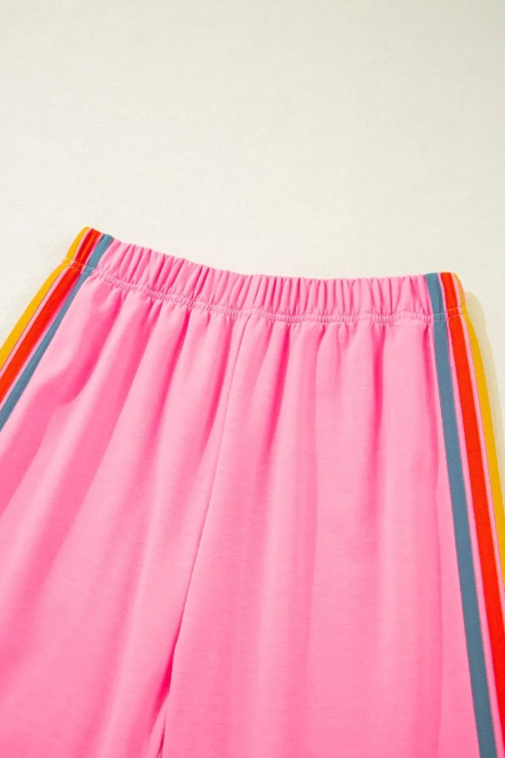 Contrast Striped Elastic Waist Active Pants Easy Apparels