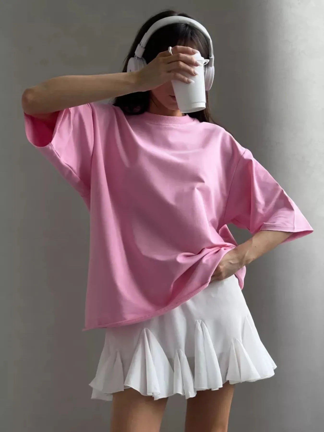 Trendsi Round Neck Half Sleeve Oversized T-Shirt