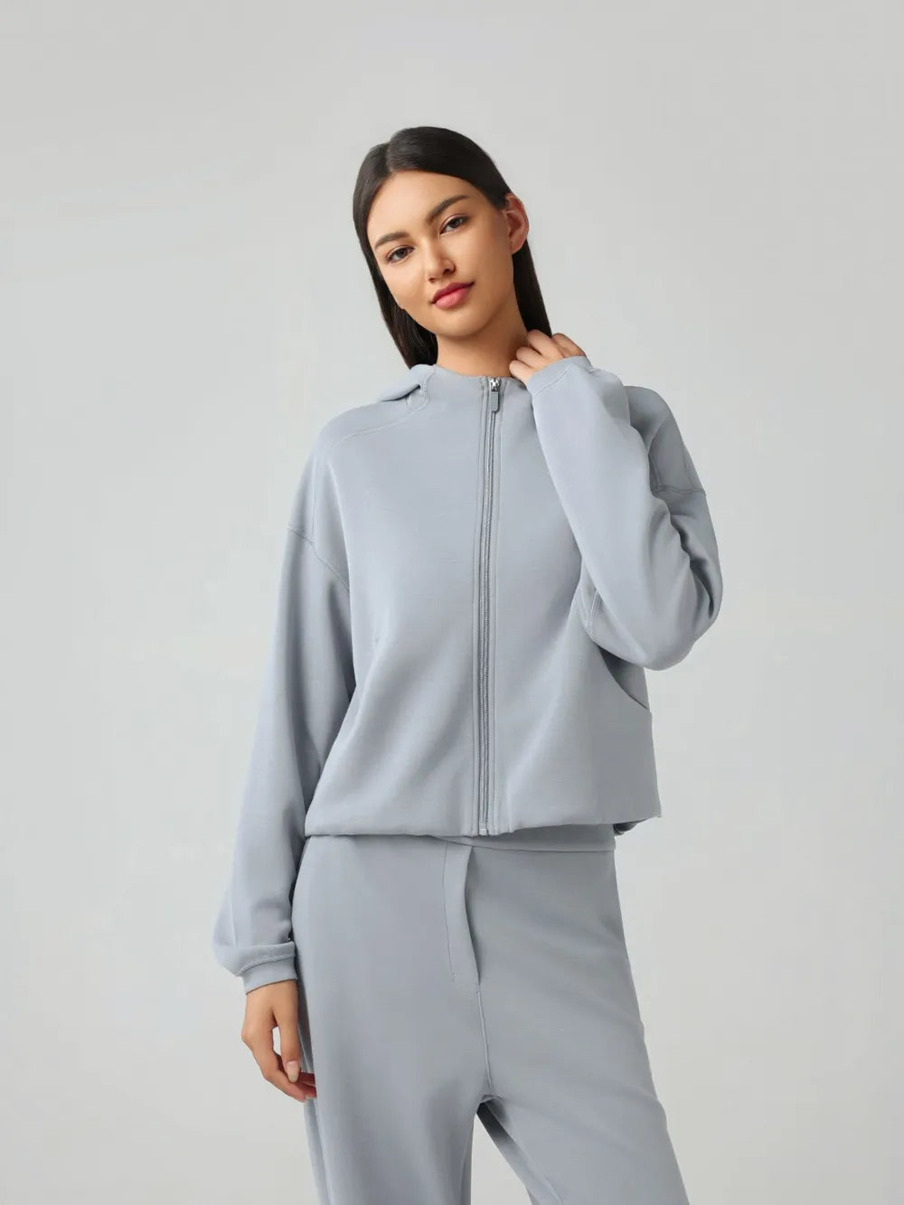 Millennia Zip Up Dropped Shouder Active Hooded Easy Apparels