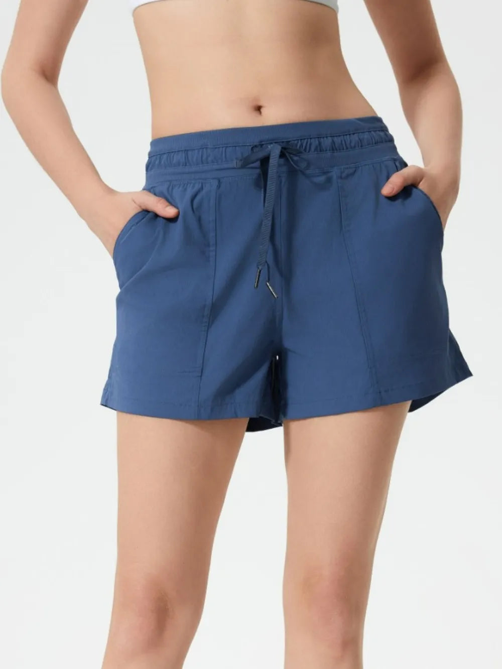Millennia Drawstring Active Shorts with Pockets Dusty Blue Easy Apparels